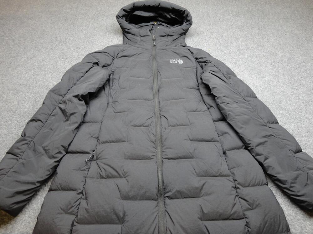 Mountain Hardwear Coat Womens Small Gray Down Hooded Long Puffer Warm L2FN4512